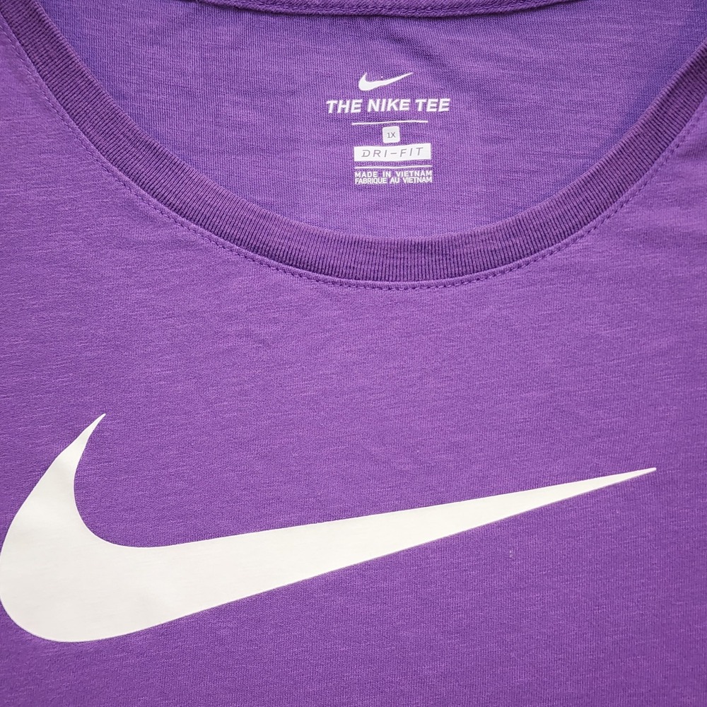 Nike Dri-FIT Purple Graphic Swoosh T-Shirt Womens Plus Size 1X Short Sleeve Tee - Picture 3 of 7